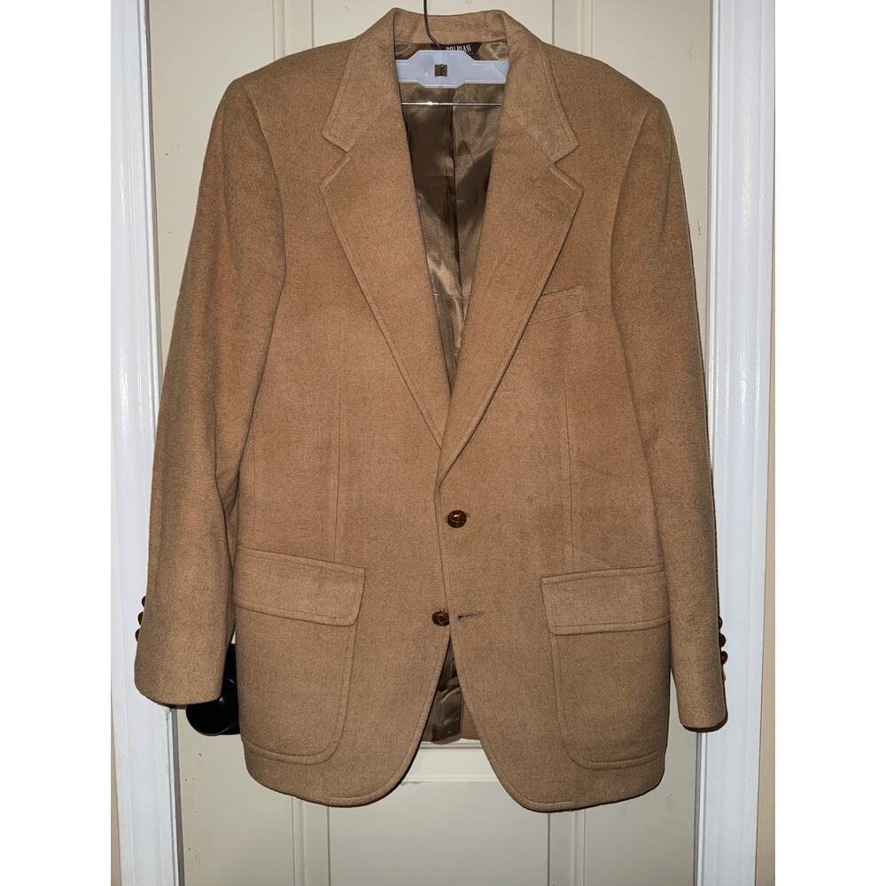 Vintage Bill Blass 100% Camel Hair Blazer,‎ Leather Buttons